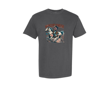 brand:Comfort Colors|color:Pepper|Western American Cowgirl Horse Graphic T-Shirt