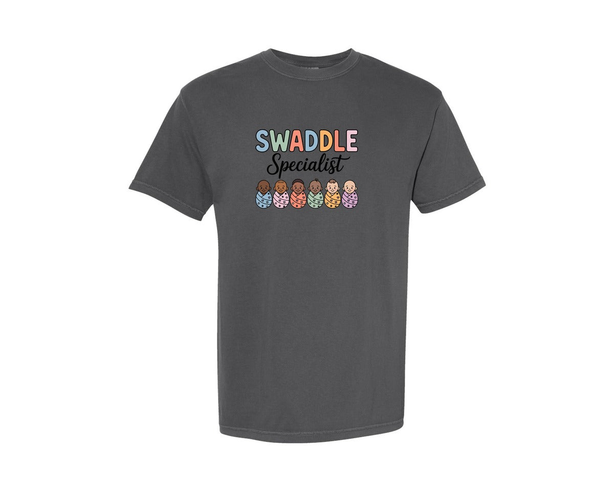 brand:Comfort Colors|color:Pepper|Swaddle Specialist Nicu Mother Baby Graphic T-Shirt