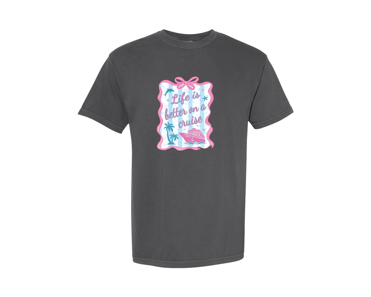 brand:Comfort Colors|color:Pepper|Coquette Cruise Life Summer Girly Cruise Graphic T-Shirt