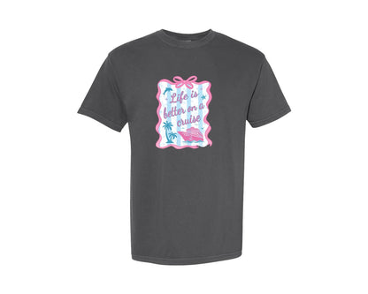 brand:Comfort Colors|color:Pepper|Coquette Cruise Life Summer Girly Cruise Graphic T-Shirt