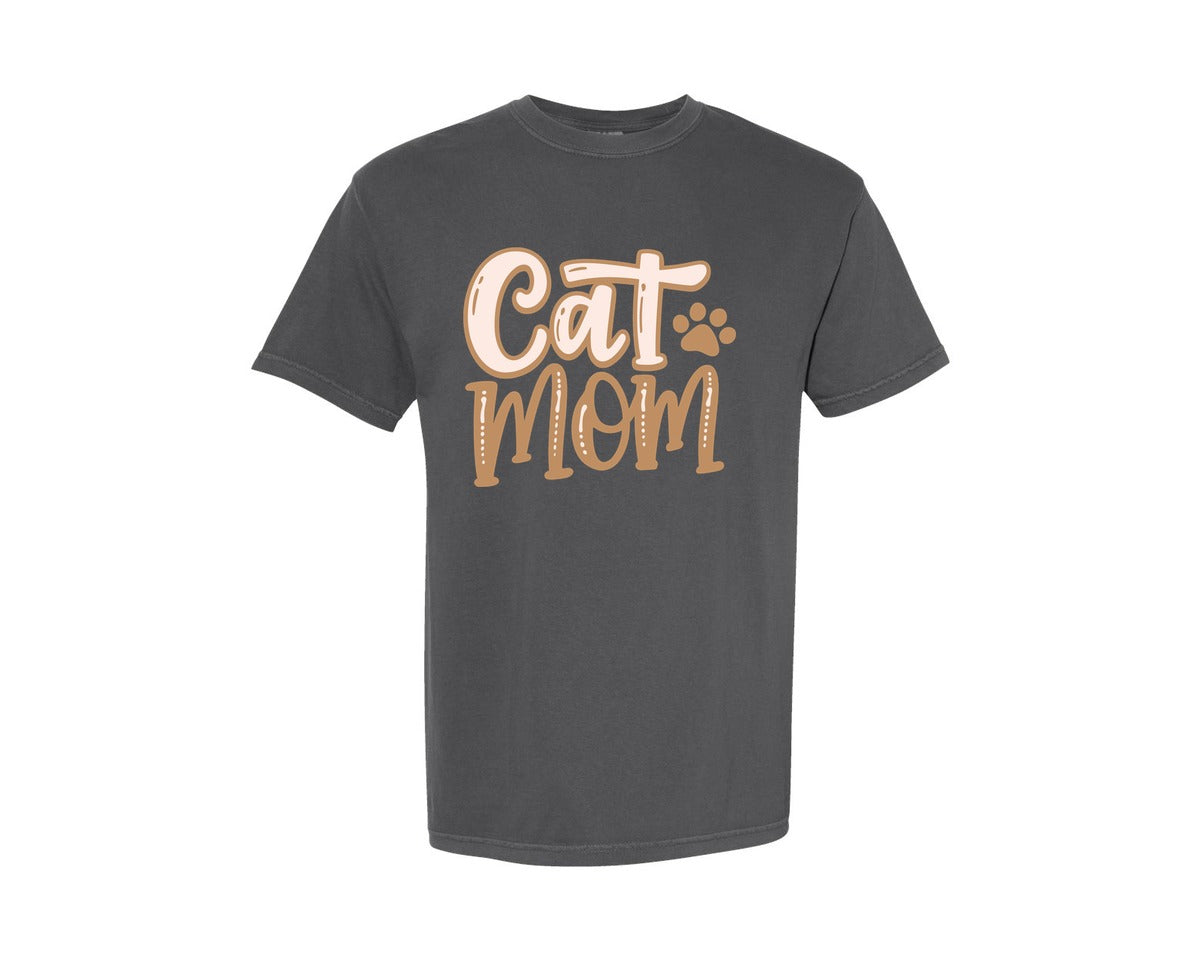 brand:Comfort Colors|color:Pepper|Cat Mom Cute Crazy Cat Lady Quote Graphic T-Shirt