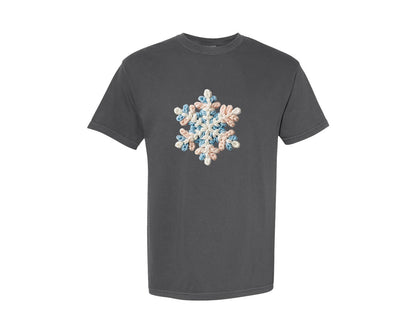 brand:Comfort Colors|color:Pepper|Crochet Snowflake Faux Yarn Christmas 2 Graphic T-Shirt
