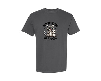 brand:Comfort Colors|color:Pepper|Funny Sarcastic Raccoon Possum Weird Graphic T-Shirt