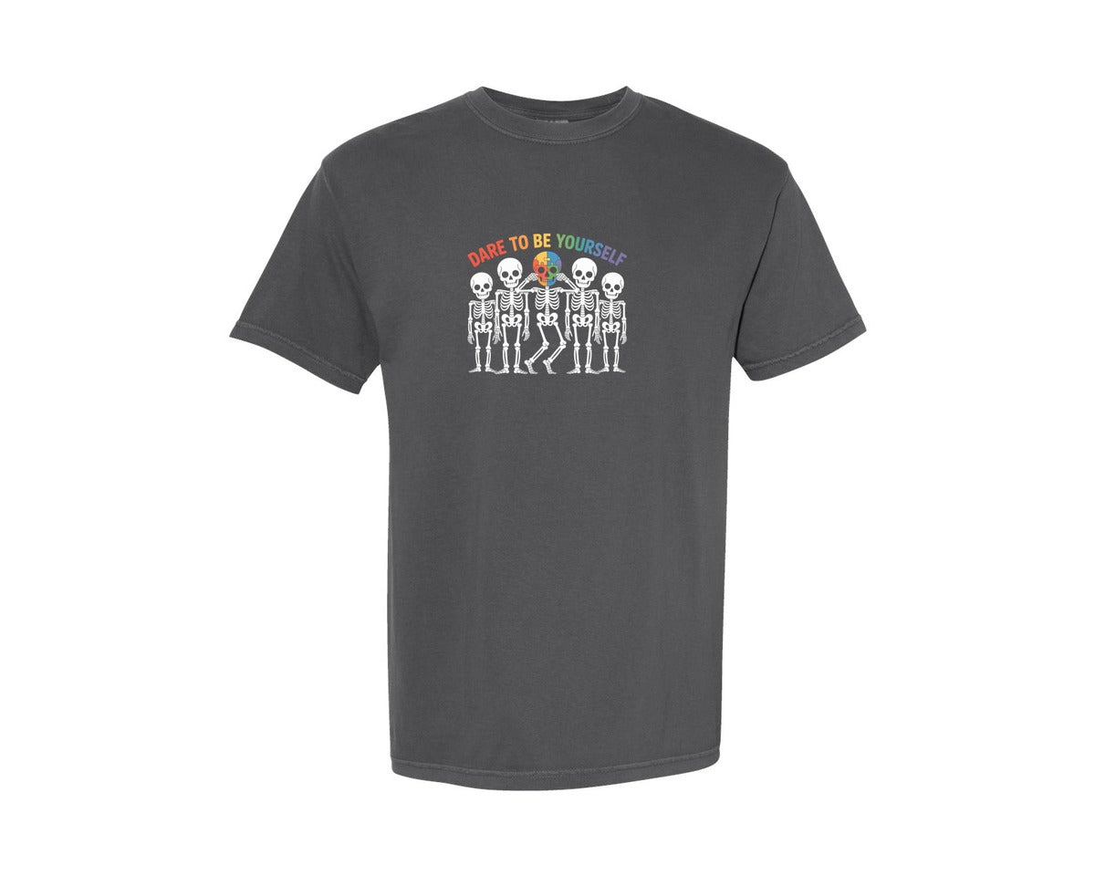 brand:Comfort Colors|color:Pepper|Dare To Be Yourself Autism Graphic T-Shirt