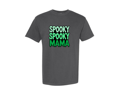 brand:Comfort Colors|color:Pepper|Spooky Spooky Mama Ai Graphic T-Shirt