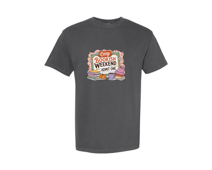 brand:Comfort Colors|color:Pepper|Cozy Bookish Weekend Autumn Readin Graphic T-Shirt