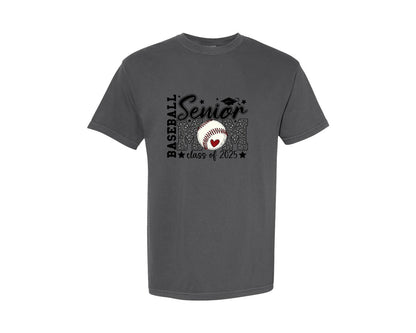 brand:Comfort Colors|color:Pepper|Senior Baseball Mom Class Of 2025 Graphic T-Shirt