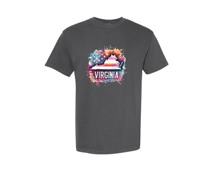 brand:Comfort Colors|color:Pepper|Virginia America Usa State Graphic T-Shirt