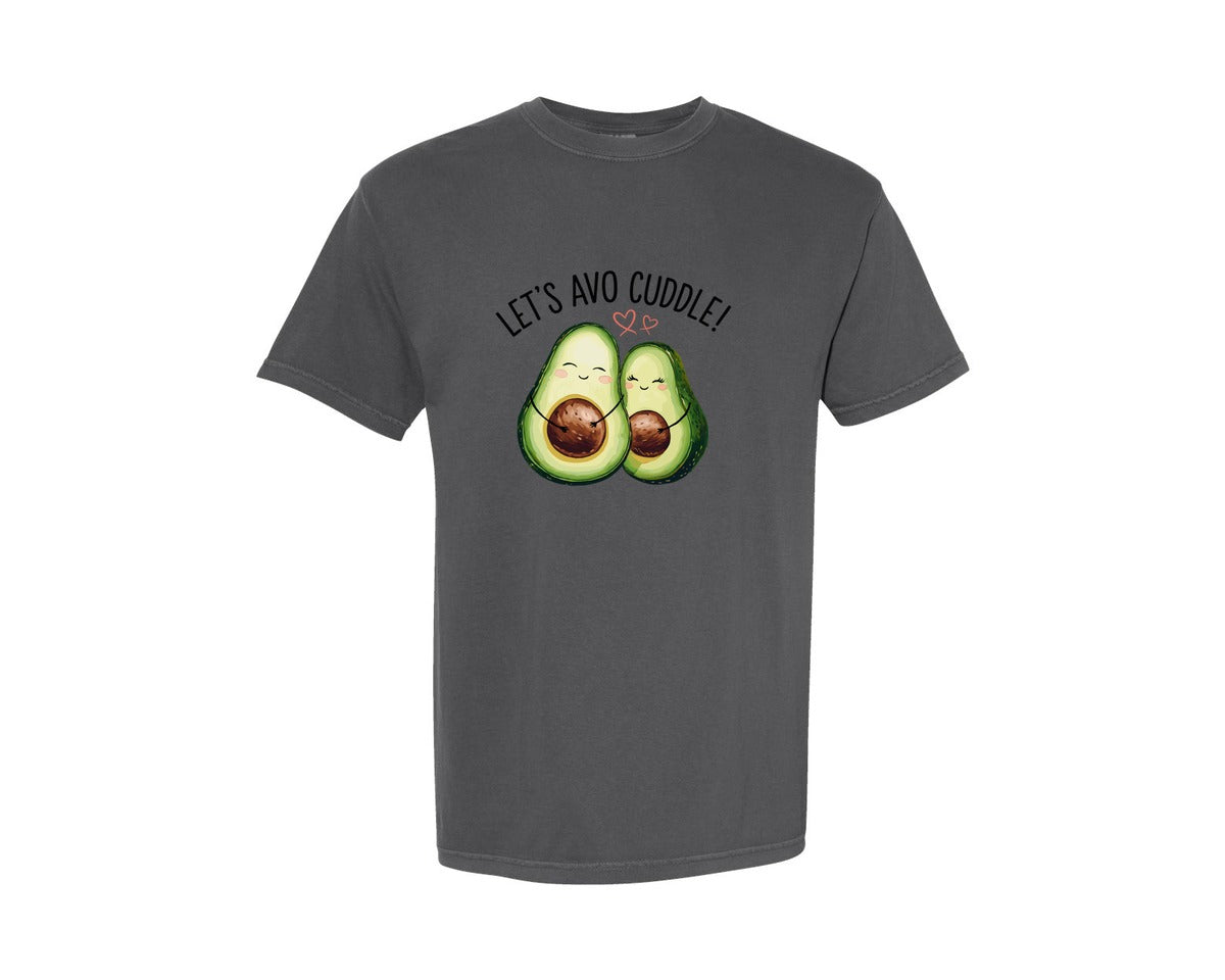 brand:Comfort Colors|color:Pepper|Lets Avo Cuddle Cute Avocado Valentine 2 Graphic T-Shirt