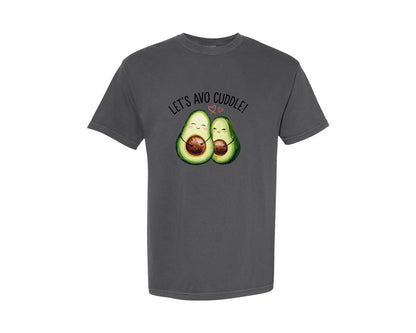 brand:Comfort Colors|color:Pepper|Lets Avo Cuddle Cute Avocado Valentine 2 Graphic T-Shirt
