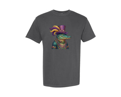 brand:Comfort Colors|color:Pepper|Mardi Gras Alligator 4 Graphic T-Shirt
