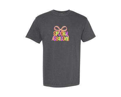 brand:Comfort Colors|color:Pepper|Spooky Season Halloweenn Coquette Graphic T-Shirt