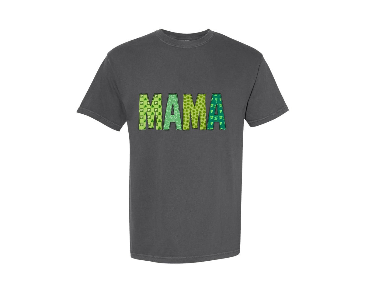 brand:Comfort Colors|color:Pepper|Mama St Patricks Day Lucky Mama Doodle Graphic T-Shirt