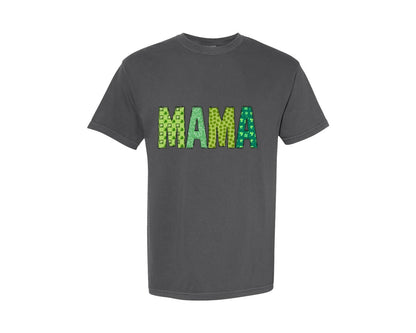 brand:Comfort Colors|color:Pepper|Mama St Patricks Day Lucky Mama Doodle Graphic T-Shirt