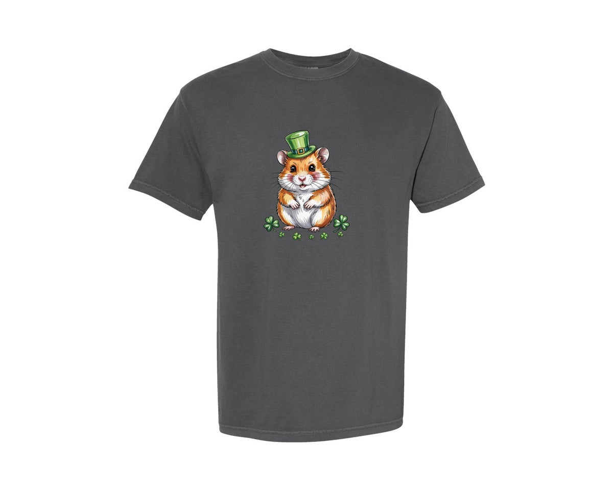 brand:Comfort Colors|color:Pepper|Cute Lucky Hamster St Patrick Graphic T-Shirt