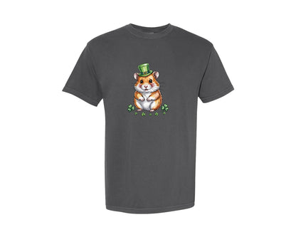 brand:Comfort Colors|color:Pepper|Cute Lucky Hamster St Patrick Graphic T-Shirt