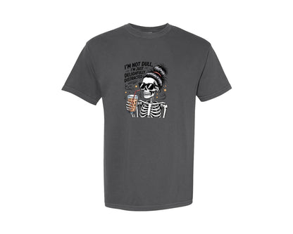 brand:Comfort Colors|color:Pepper|Funny Skull Coffee Lover Sarcastic Shirt Graphic T-Shirt