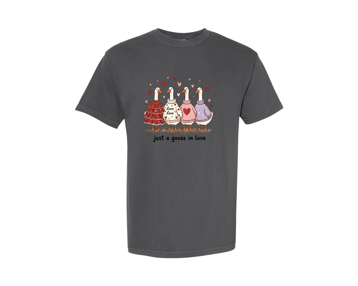 brand:Comfort Colors|color:Pepper|Valentine Goose Valentine 3 Graphic T-Shirt