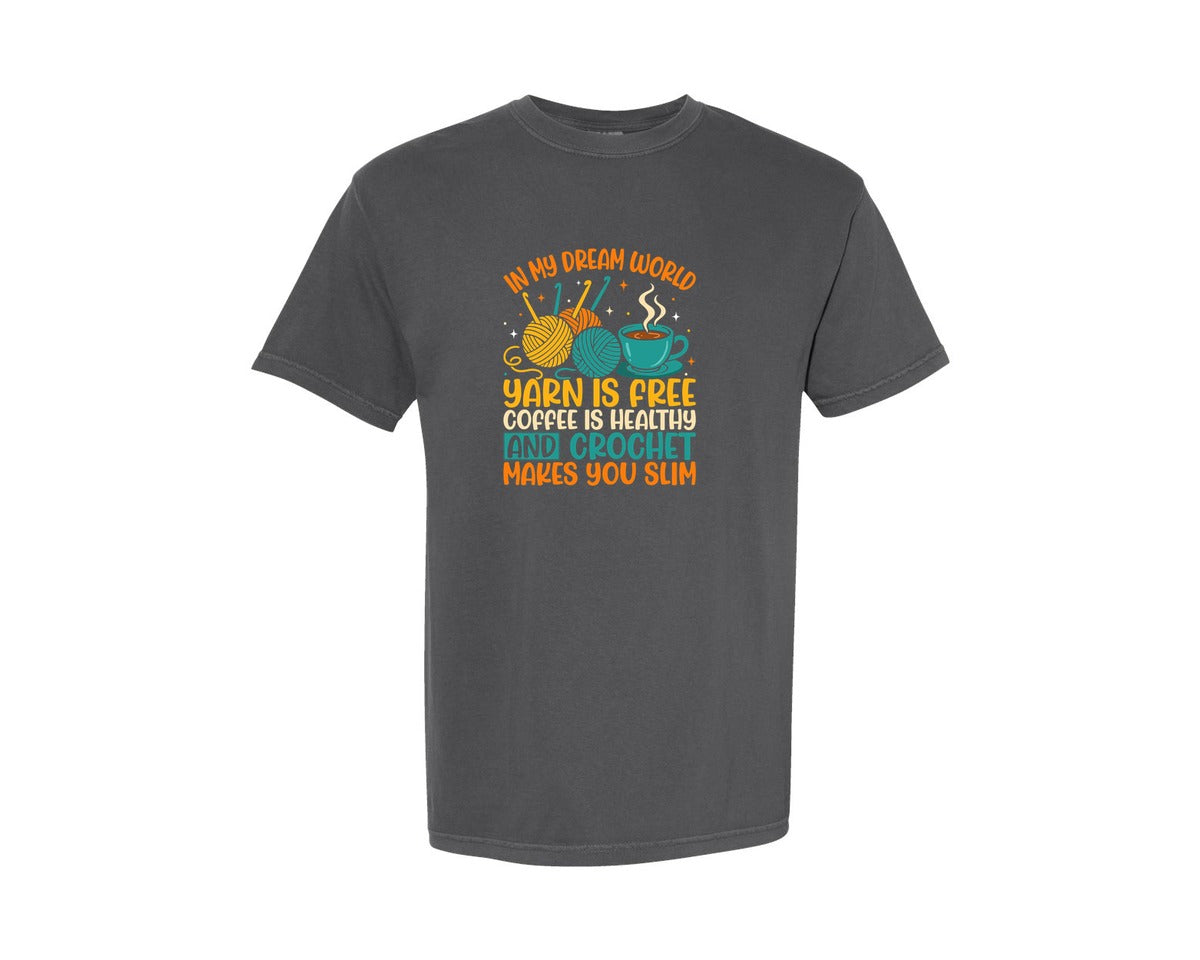 brand:Comfort Colors|color:Pepper|Funny Crochet And Coffee T Shirt Design Graphic T-Shirt