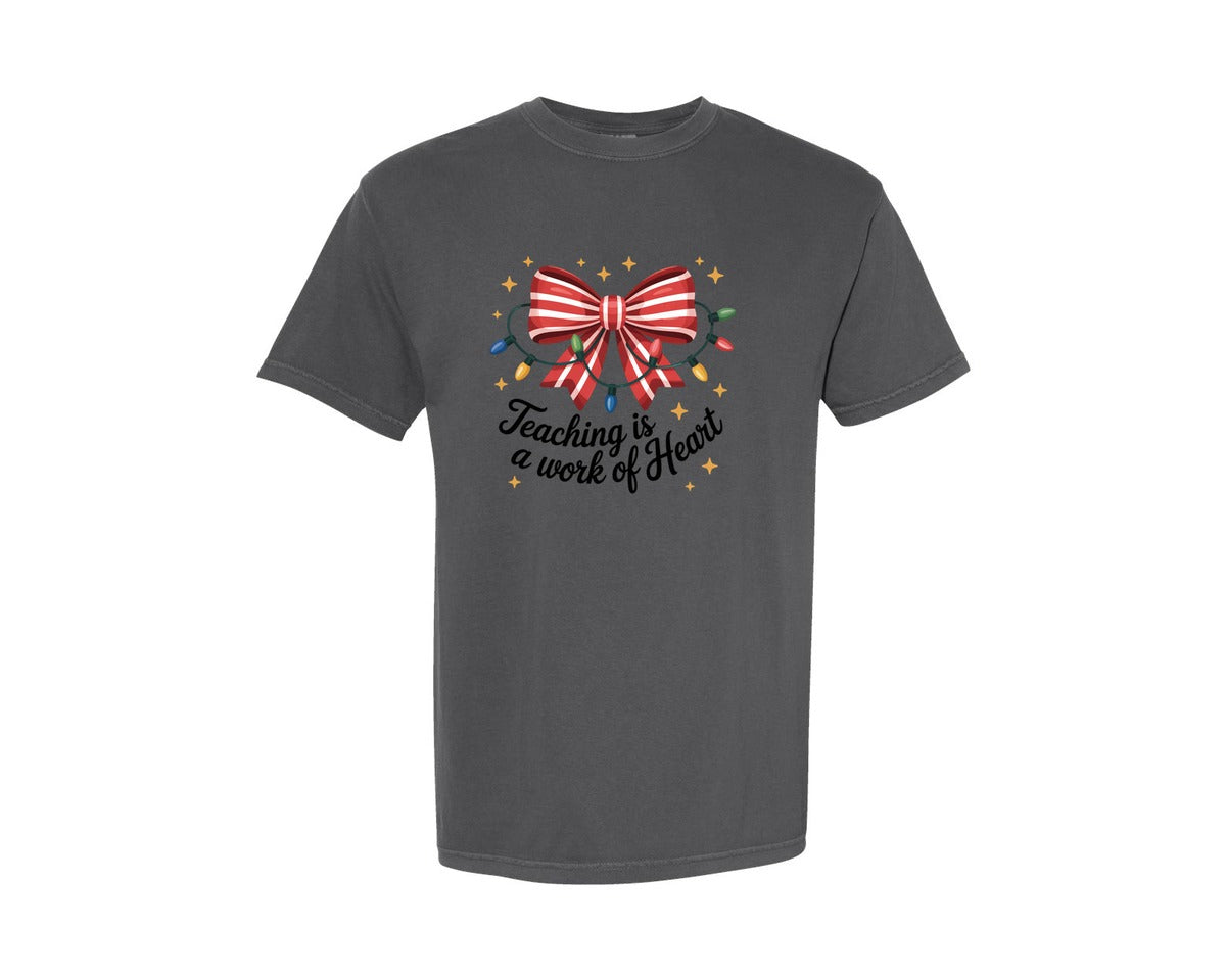 brand:Comfort Colors|color:Pepper|Christmas Teacher Teacher Coquette 8 Graphic T-Shirt
