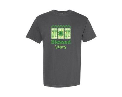 brand:Comfort Colors|color:Pepper|Blessed Vibes St Patricks Day 2 Graphic T-Shirt