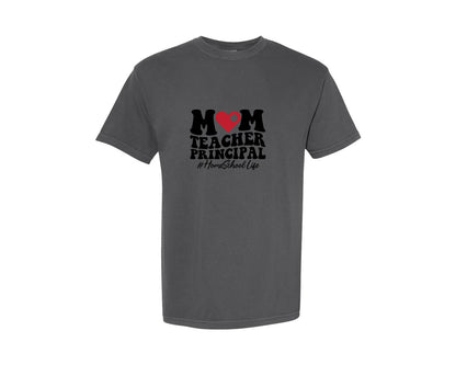brand:Comfort Colors|color:Pepper|Teacher Principal Home School Life Graphic T-Shirt