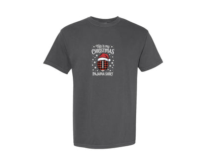 brand:Comfort Colors|color:Pepper|Christmas Football Pajama Graphic T-Shirt