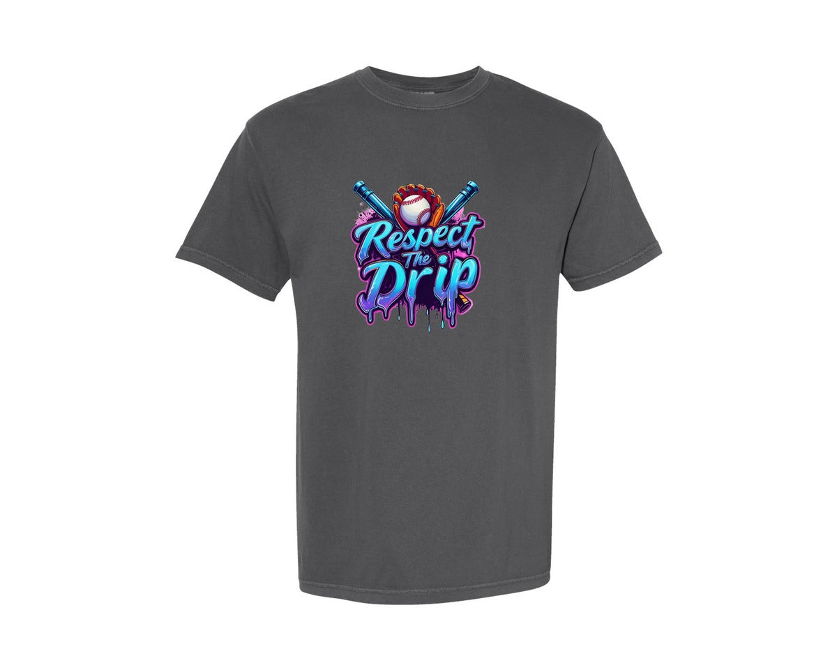 brand:Comfort Colors|color:Pepper|Respect The Drip Baseball Baseball Graphic T-Shirt