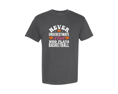 brand:Comfort Colors|color:Pepper|Never Underestimate A Girl Who Plays 10 Graphic T-Shirt