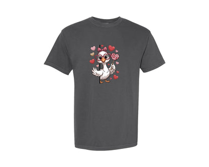 brand:Comfort Colors|color:Pepper|Funny Valentine Goose 4 Graphic T-Shirt