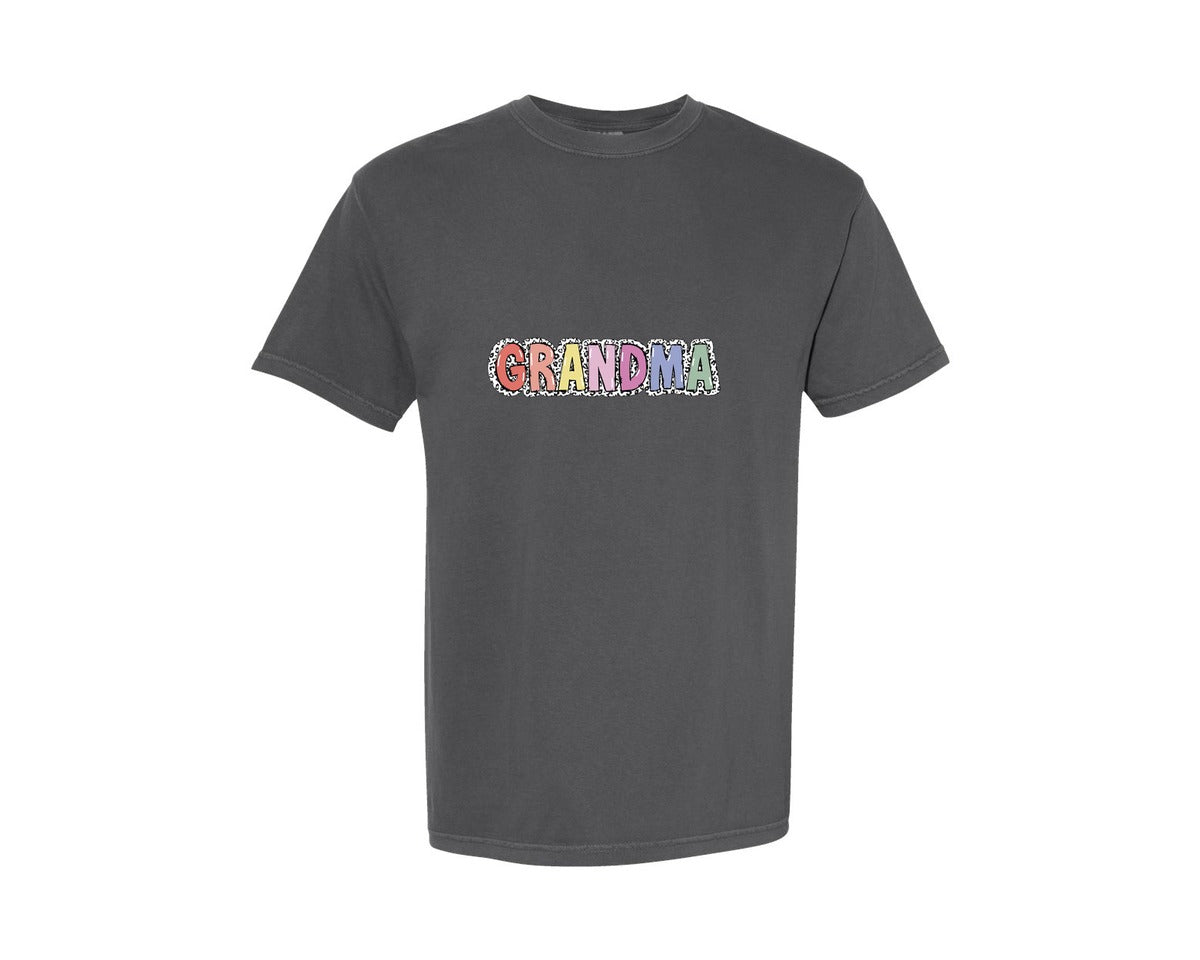 brand:Comfort Colors|color:Pepper|Pastel Leopard Grandma Mother Graphic T-Shirt