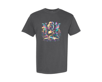 brand:Comfort Colors|color:Pepper|Mystical Gothic Fairy With Ravens Graphic T-Shirt