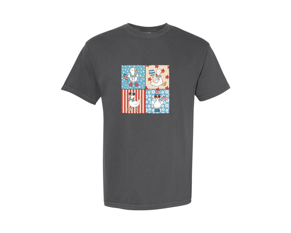 brand:Comfort Colors|color:Pepper|4Th Of July Goose Patriotic Graphic T-Shirt