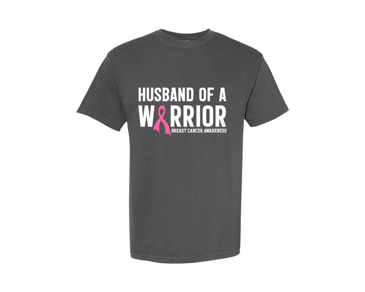 brand:Comfort Colors|color:Pepper|Husband Of A Warrior Cancer Support Graphic T-Shirt