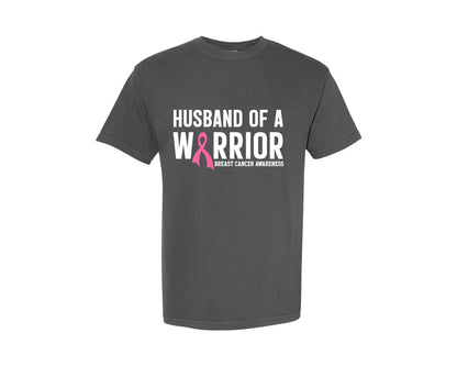 brand:Comfort Colors|color:Pepper|Husband Of A Warrior Cancer Support Graphic T-Shirt