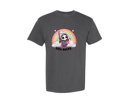 brand:Comfort Colors|color:Pepper|Kick Rocks Cute Grim Reaper Graphic T-Shirt