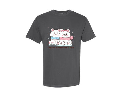 brand:Comfort Colors|color:Pepper|Valentine Clip Art Cute Polar Bear Love2 Graphic T-Shirt
