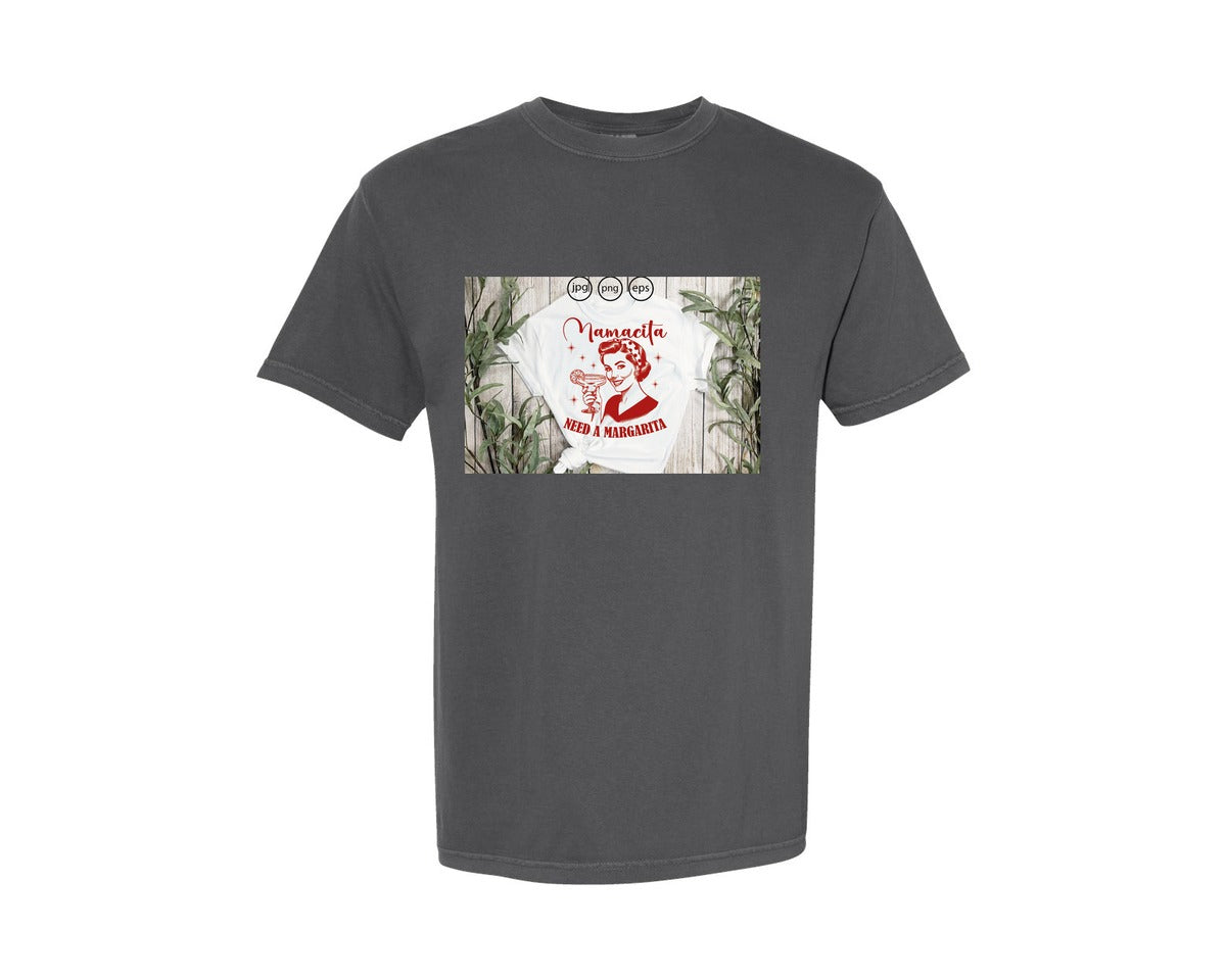 brand:Comfort Colors|color:Pepper|Mamacita Needs A Margarita 26 Graphic T-Shirt