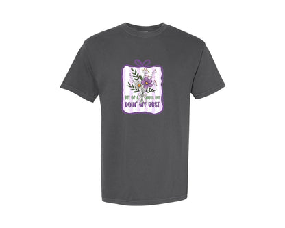 brand:Comfort Colors|color:Pepper|Preppy Floral Mental Health Anxiety Graphic T-Shirt