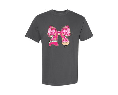 brand:Comfort Colors|color:Pepper|Valentine Teacher Pencil Bow Graphic T-Shirt