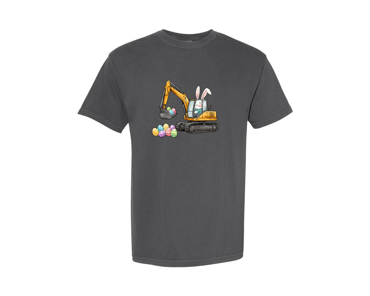 brand:Comfort Colors|color:Pepper|Bunny Easter Excavator Graphic T-Shirt