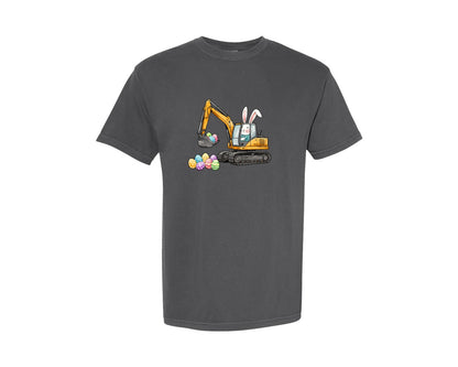 brand:Comfort Colors|color:Pepper|Bunny Easter Excavator Graphic T-Shirt