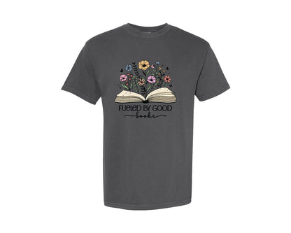 brand:Comfort Colors|color:Pepper|Funny Book Lover Quotes Bookish Flower Graphic T-Shirt