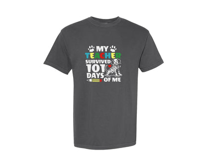 brand:Comfort Colors|color:Pepper|101 Days Of School Dog Mom Graphic T-Shirt