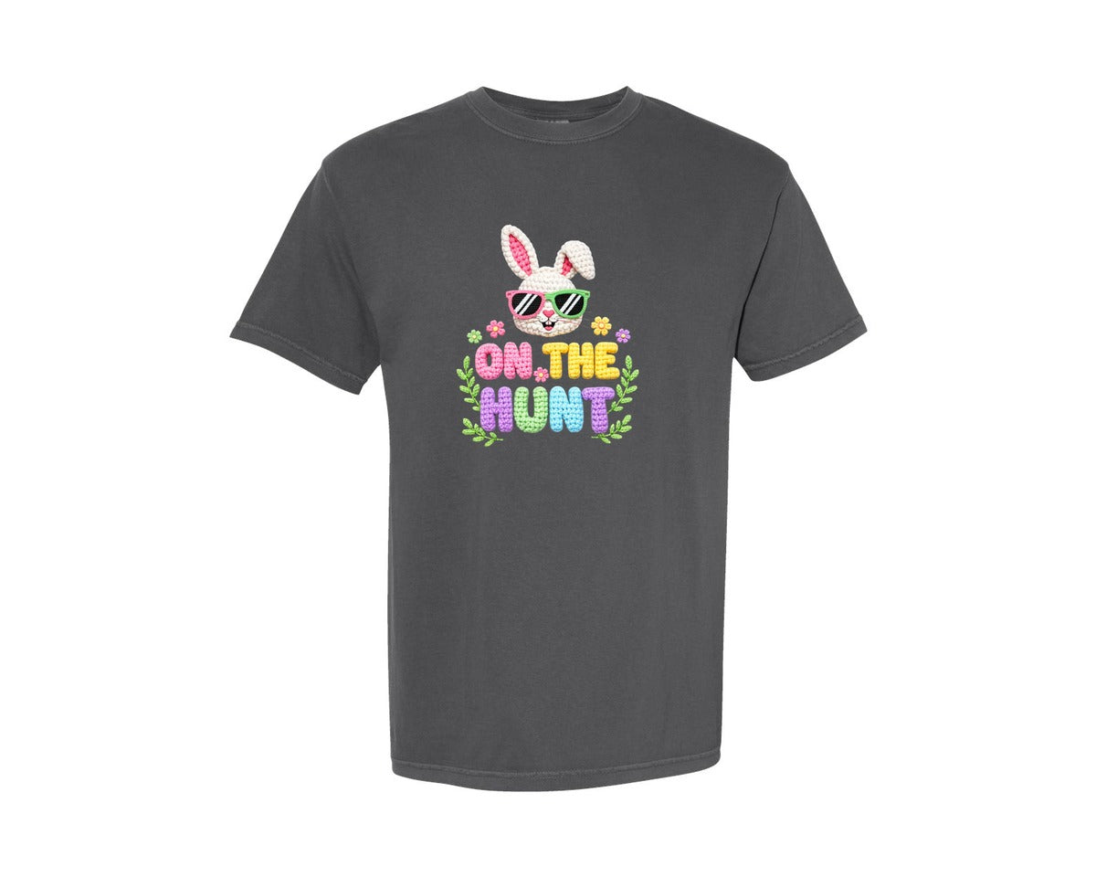 brand:Comfort Colors|color:Pepper|On The Hunt Easter Graphic T-Shirt
