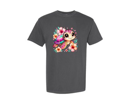 brand:Comfort Colors|color:Pepper|Cute Tropical Turtle Kawaii Sea Graphic T-Shirt