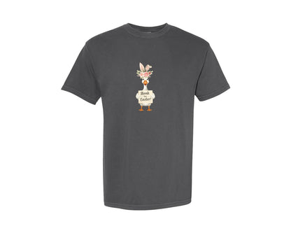 brand:Comfort Colors|color:Pepper|Funny Silly Goose Bunny Easter Graphic T-Shirt