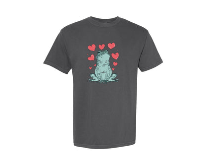 brand:Comfort Colors|color:Pepper|Frog Valentines Day Graphic T-Shirt