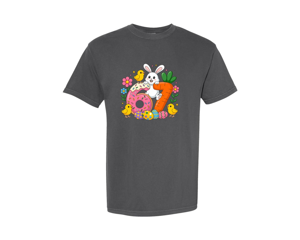 brand:Comfort Colors|color:Pepper|Happy Easter Day 67 Bunny Six Seven Graphic T-Shirt