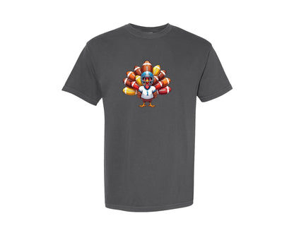 brand:Comfort Colors|color:Pepper|Thanksgiving Football Turkey Graphic T-Shirt